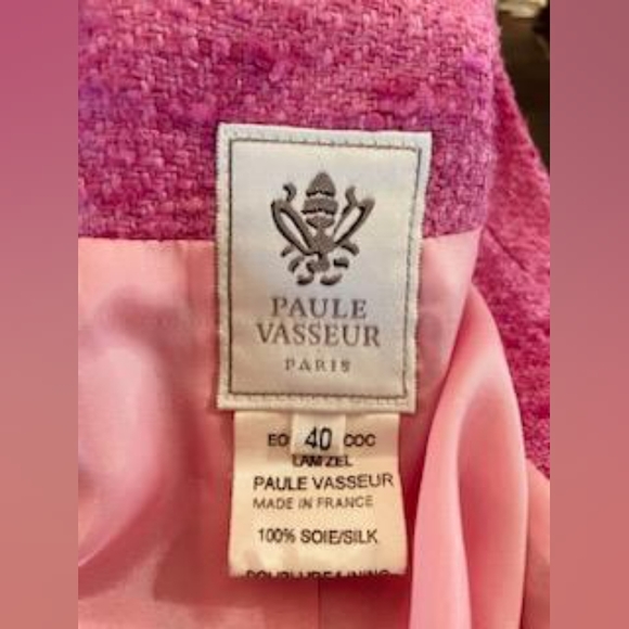 PAULE VASSEUR Paris Silk Pink Fabric  Jacket Blazer with skirt 40 - Picture 10 of 10